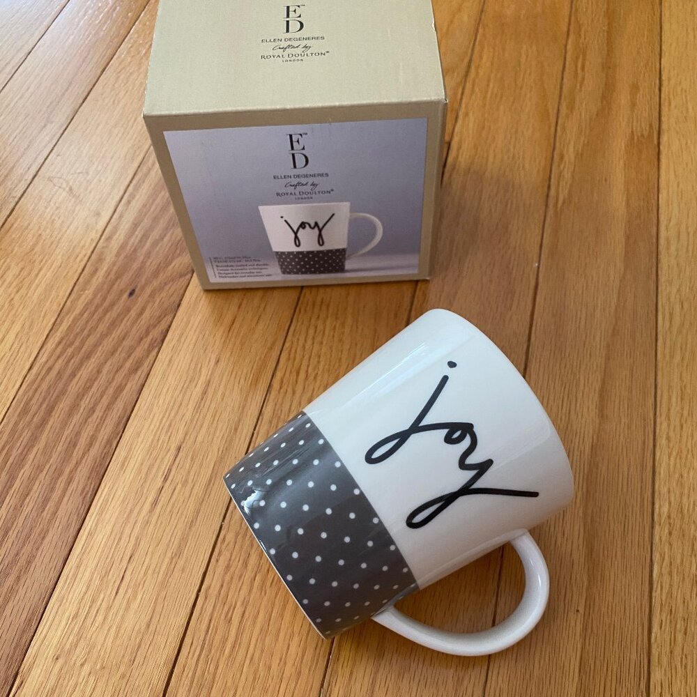 Ellen Degeneres Mug JOY Crafted by Royal Doulton LONDON Porcelain New in Box